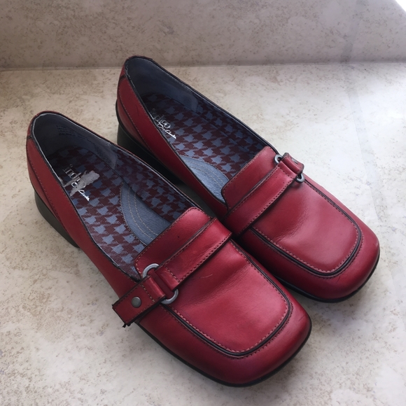 clarks red loafers